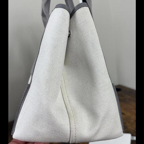 Balenciaga Cabas Tote Bag + Pouch in Grey Leather & Ivory Canvas (BAXX190) - Picture 9 of 12